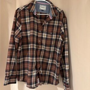 Brown and Blue Casual Button Down Shirt